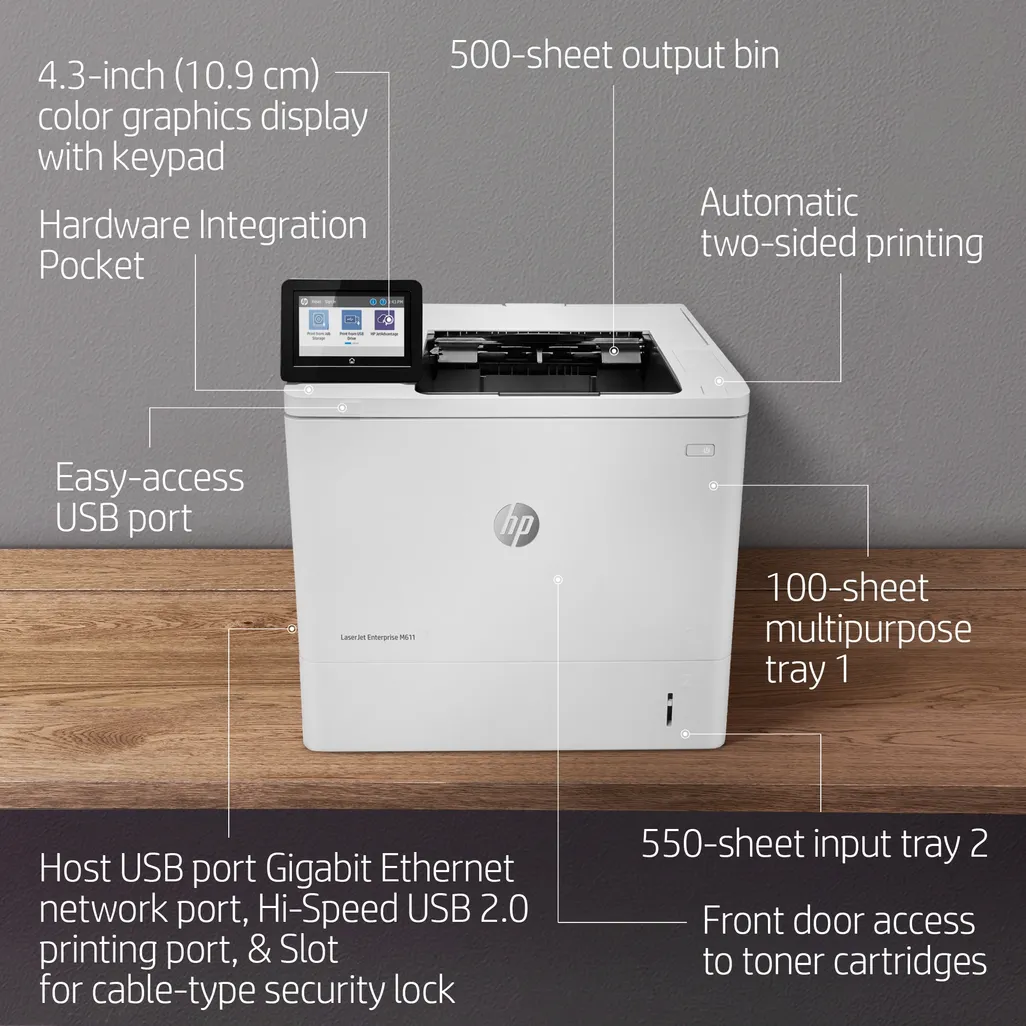 HP LASERJET ENTERPRISE M611DN MONO PRINTER