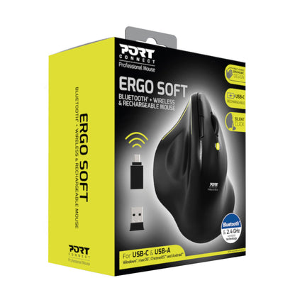 Port Connect Ergo Soft 2.4GHz / Bluetooth Rechargeable Wireless Mouse