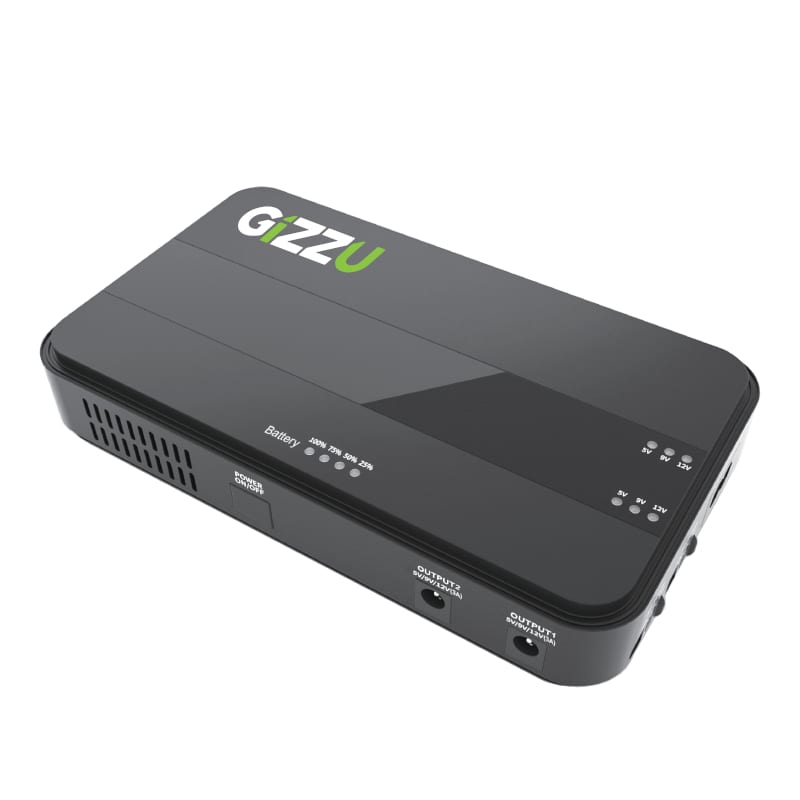 Gizzu 36W 32Wh 8800mAh Mini Dual DC UPS Lithium - Black