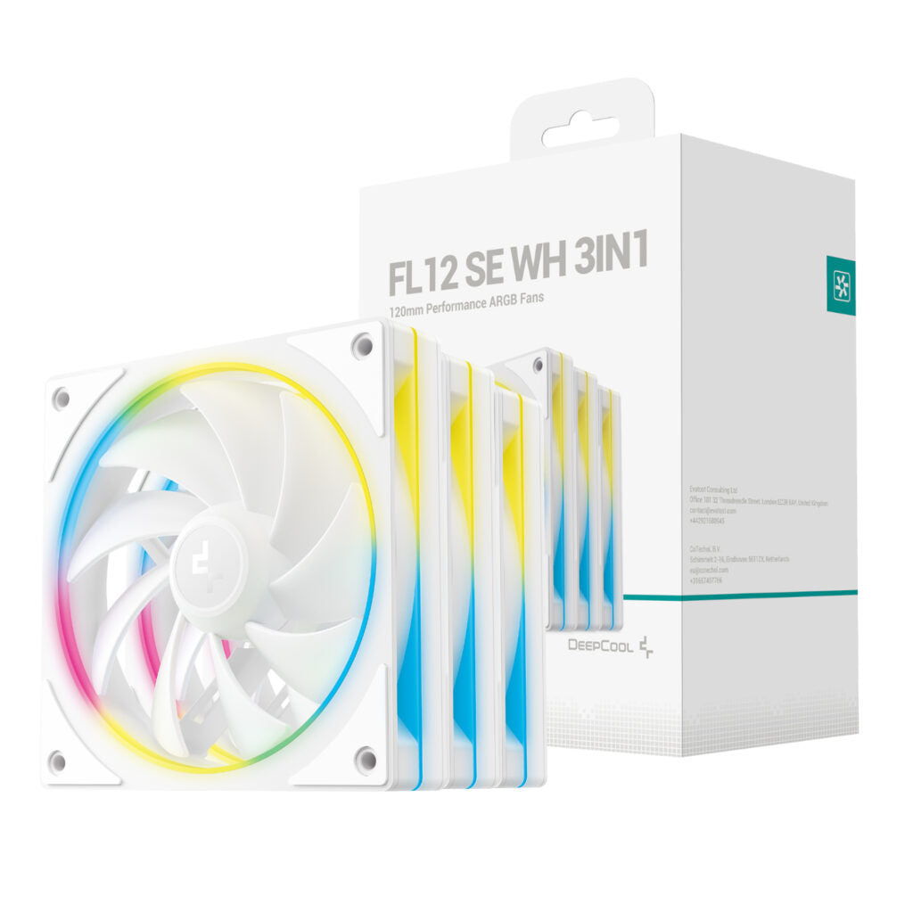 DeepCool FL12 SE 120mm ARGB PWM Fan (3 Pack) - White