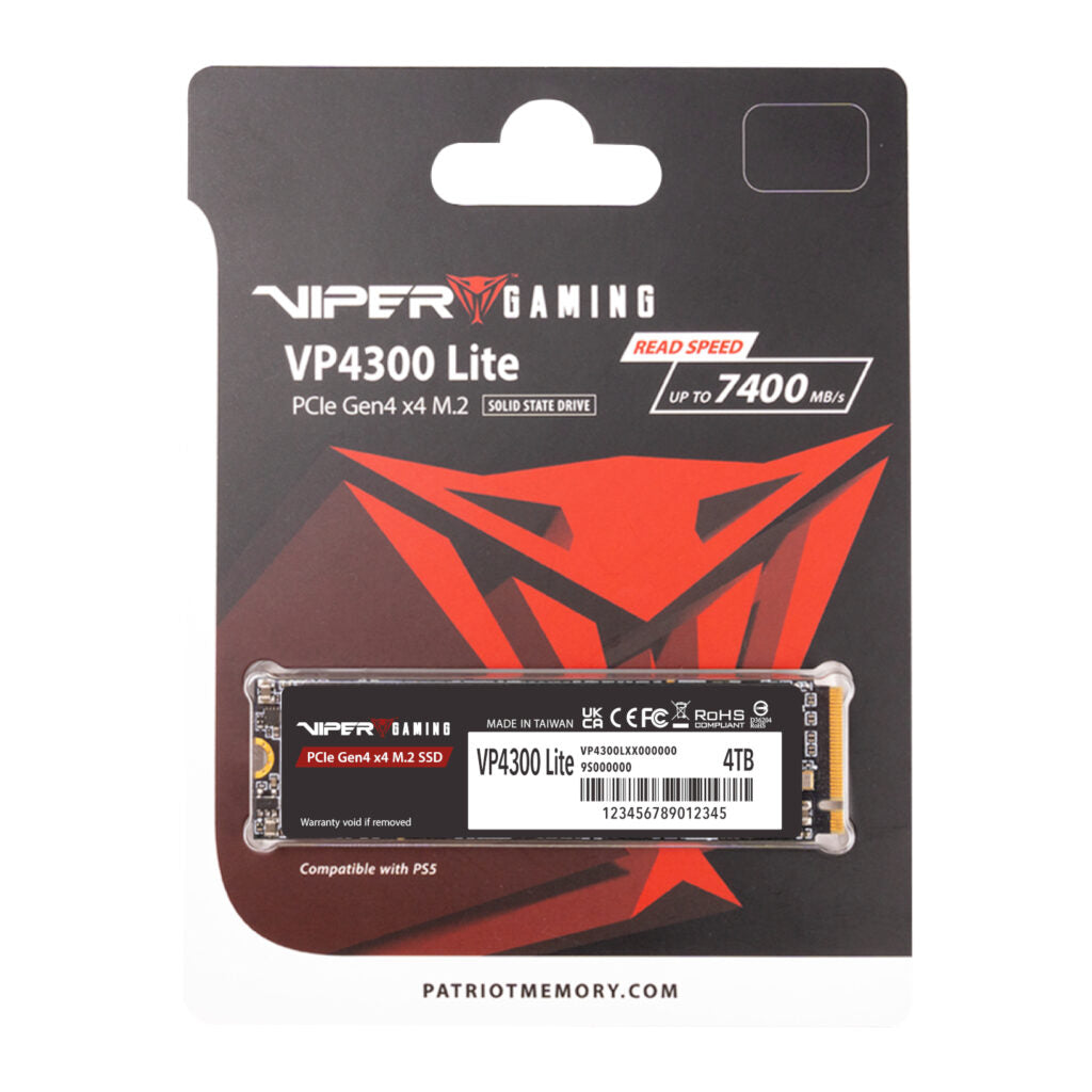 Patriot VP4300 Lite 4TB M.2 PCIe Gen4 x4 NVMe SSD