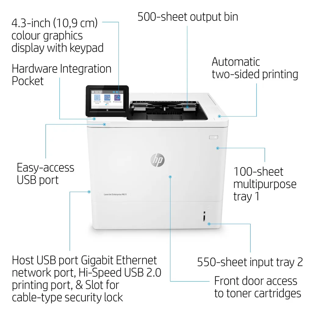 HP LASERJET ENTERPRISE M611DN MONO PRINTER